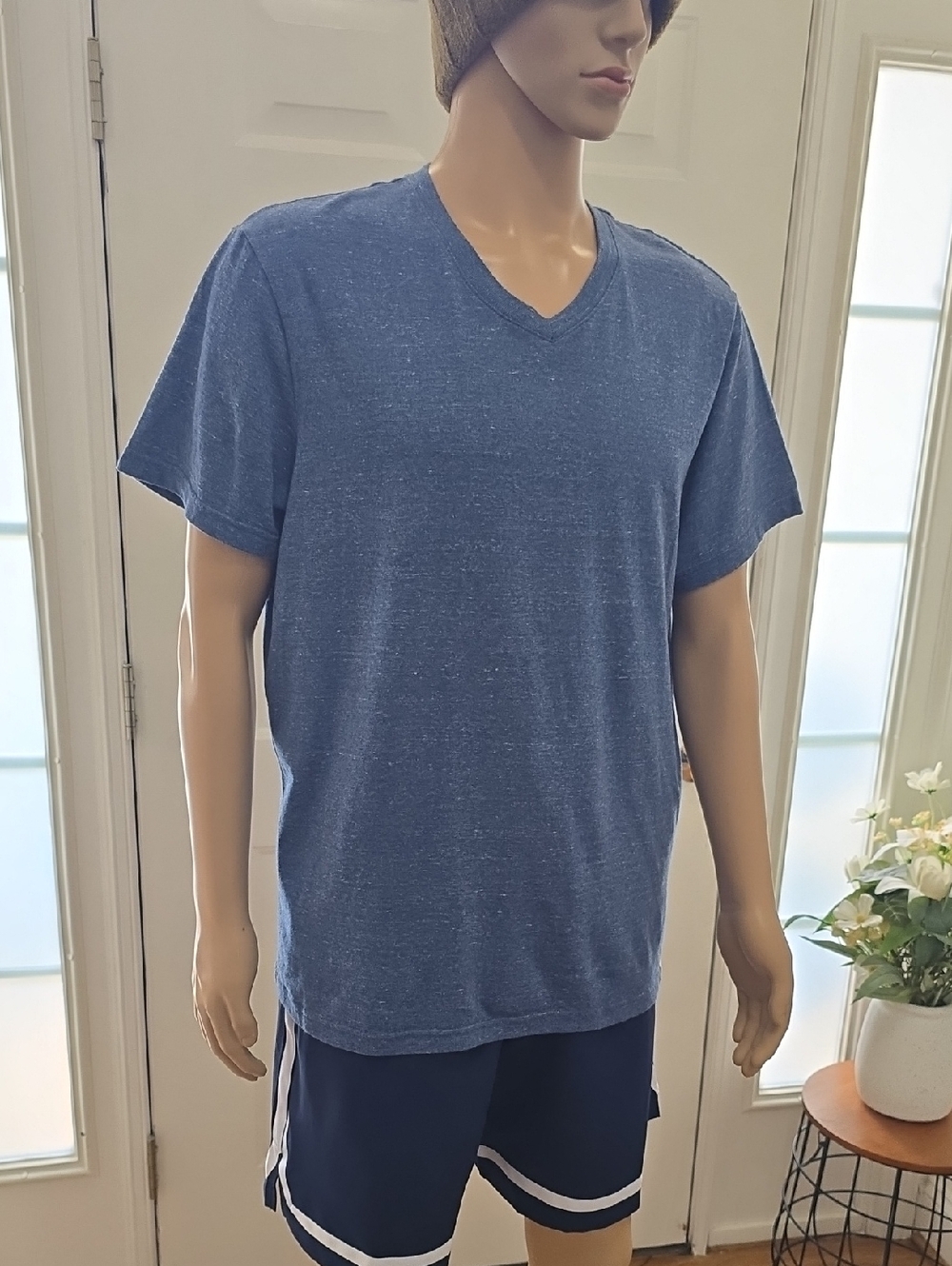 SUN + STONE BRAND MEN'S BLUE HEATHER SHORT SLEEVES TEE-SHIRT SIZE XL